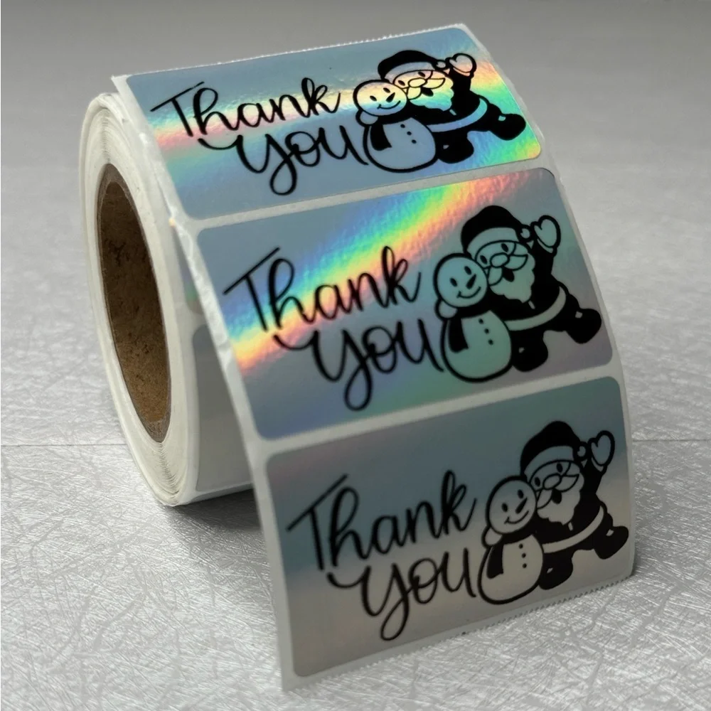 100 Thank You Christmas Stickers, Envelope Seals, Labels, Tags, Stamps,2.25